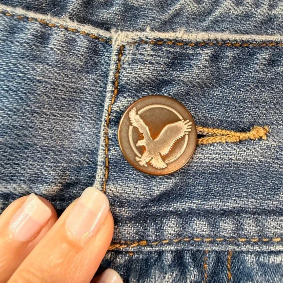 Vtg Y2K American Eagle Micro Mini Denim 8 Light Blue Low-Rise Festival Booty - Picture 7 of 9